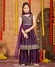 Aarika Georgette Sleeveless Sequins & Gota Lace Embellished Kurta Sharara With Dupatta Set - Purple