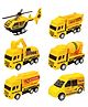 Bunie Pull Back Mini Construction Vehicle Toys Playset for Kids Pack of 6 - Yellow