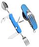 Bunie 6 in 1 Foldable Spoon Fork, Knife Set for Travel  Pack of 1 Blue