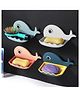 Funeiko Fish Design Soap Case with Wall Mounted Sticker  Pack of 4 Random Color