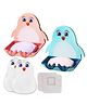 Funeiko Penguin Design Soap Case with Wall Mounted Stickers Pack of 2 Blue Pink