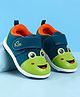 Babyoye Velcro Closure Frog Face Print Casual Shoes - Green & Navy Blue