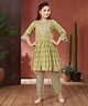 Aarika Three Fourth Sleeves Ethnic Printed & Lace Embellished Kurta With Coordinating Pant Set - Green