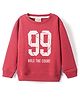Lazy Bones Fleece Knit Full Sleeves Sweatshirt With Text Print - Red