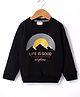 Lazy Bones Fleece Knit Full Sleeves Sweatshirt With Text Print - Black