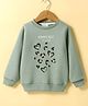 Lazy Bones Fleece Knit Full Sleeves Sweatshirt With Heart Print - Olive Green