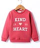 Lazy Bones Fleece Knit Full Sleeves Sweatshirt With Text Print - Dark Pink