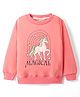 Lazy Bones Fleece Knit Full Sleeves Sweatshirt With Unicorn Print - Pink