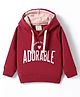 Ollypop Fleece Knit Full Sleeves Hooded Sweatshirt With Text Print - Red