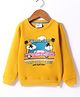 Lazy Bones Fleece Knit Full Sleeves Sweatshirt With Text Print - Yellow