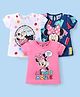 Babyhug Disney Single Jersey Knit Half Sleeve T-Shirts With Minnie Mouse Graphics Pack of 3 - Pink White & Navy Blue