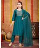 Aarika Three Fourth Sleeves Foil Printed & Sequins Embellished Kurta With Coordinating Pant & Dupatta Set - Dark Green