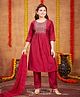Aarika Three Fourth Sleeves Foil Printed & Sequins Embellished Kurta With Coordinating Pant & Dupatta Set - Maroon