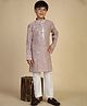 P-MARK Full Sleeves Thread Work Detailed & Sequins Embellished Kurta With Solid Pyjama Set - Pink
