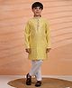 P-MARK Full Sleeves Thread Work Detailed & Sequins Embellished Kurta With Solid Pyjama Set - Yellow