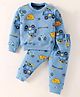 Evimo Looper Knit Full Sleeves T-Shirt & Joggers Set with  Vehicle Print - Blue