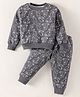 Evimo Looper Knit Full Sleeves T-Shirt & Lounge Pant Set with  Bear Print - Charcoal Grey