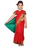 Aarika Half Sleeves Blouse With Floral Border Embroidered Saree - Red