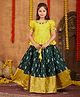 Aarika Silk Half Puffed Sleeves Floral Embroidered & Printed Lace Embellished Lehenga Choli Set - Yellow & Green