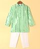 Saka Designs Woven Georgette Full Sleeves Embroidered Kurta with Sequin Detailing & Solid Colour Pyjama Set - Sea Green & White