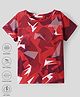 Pine Active Half Sleeves Abstract Printed T-Shirt - Red