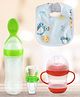 Kidbea Baby Fruit & Spoon Silicone Feeder with Waterproof Bib and Pink Shipper Anti-Colic, Plastic-Free Pack of 4