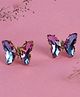 Jewelz Stone Butterfly Stud Earrings - Multi Colour