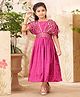 Aarika Silk Half Sleeves Sequins Embellished & Floral Printed Dress - Rani Pink