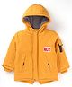 Kookie Kids Full Sleeves Hooded Winter Jacket With Solid Colour - Mustard