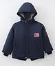 Kookie Kids Full Sleeves Hooded Winter Jacket With Solid Colour - Navy Blue