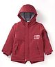 Kookie Kids Full Sleeves Hooded Winter Jacket With Solid Colour - Maroon