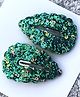 FOLLOW THE NEEDLE Set Of 2 Glitter Sequence Snap Pins - Green