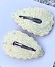 FOLLOW THE NEEDLE Set Of 2 Glitter Snap Hair Pins - Off White