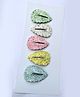 FOLLOW THE NEEDLE Set Of 6 Sequence Faux Leather Snap Pins -  Pink White Blue Green & Yellow