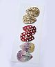 FOLLOW THE NEEDLE Set Of 6 Glitter Faux Leather Snap Pins - Red & Golden