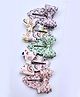 FOLLOW THE NEEDLE Set Of 5 Printed Faux Leather Snap Pins - Purple Green White & Pink
