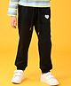 Anthrilo Fleece Heart Printed Comfort Fit Joggers - Black
