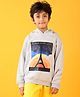 Anthrilo Full Sleeves Eiffel Tower Printed Hoodie - Grey