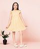 Fashion Dream Sleeveless Frill Detailed Striped Dress - Beige