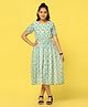 Fashion Dream Georgette Half Sleeves Floral Printed Dress - Green
