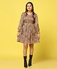 Fashion Dream Georgette Full Sleeves Abstract Printed & Foil Printed Dress - Brown