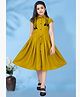 Fashion Dream Cotton Blend Cap Sleeves Bow Applique Detailed Shirt Dress - Mustard