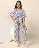 Fashion Dream Half Sleeves Floral Printed Jumpsuit - Blue