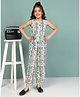 Fashion Dream Sleeveless Abstract Printed Jumpsuit - White
