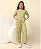 Fashion Dream Half Sleeves Floral Printed Jumpsuit - Green