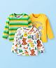 Babyhug Cotton Knit Full Sleeves T-Shirts With Strips & Animal Print Pack of 3 - White & Orange