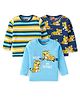 Babyhug Cotton Knit Full Sleeves T-Shirts With Cub Graphics Pack of 3 - Blue & Yellow