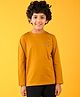 Anthrilo Cotton Blend Full Sleeves Xplr Tech Placement Printed Comfort Fit Tee - Mustard