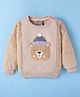 Little Kangaroos Fleece Knitted Full Sleeves Sweatshirt With Teddy Embroidery - Light Brown