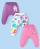 Babyhug Disney Interlock Knit Full Length Diaper Leggings With Cinderella Graphics Pack of 3 - Purple White & Pink